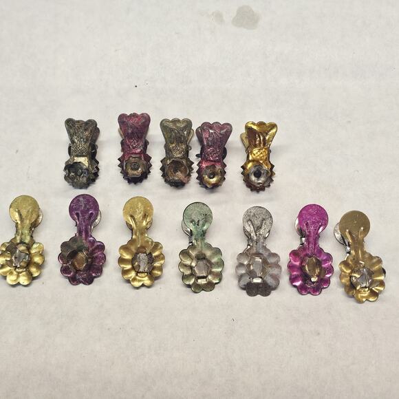 12 Vintage Candle Holders Tin Metal Clip On Christmas Tree 1.5” German? Antique? - Picture 7 of 8